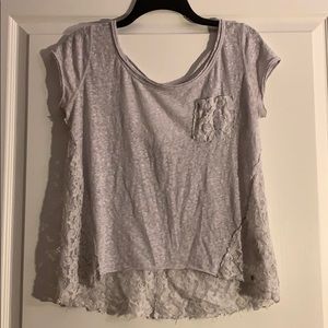 Light Gray Open-Back Lace Top